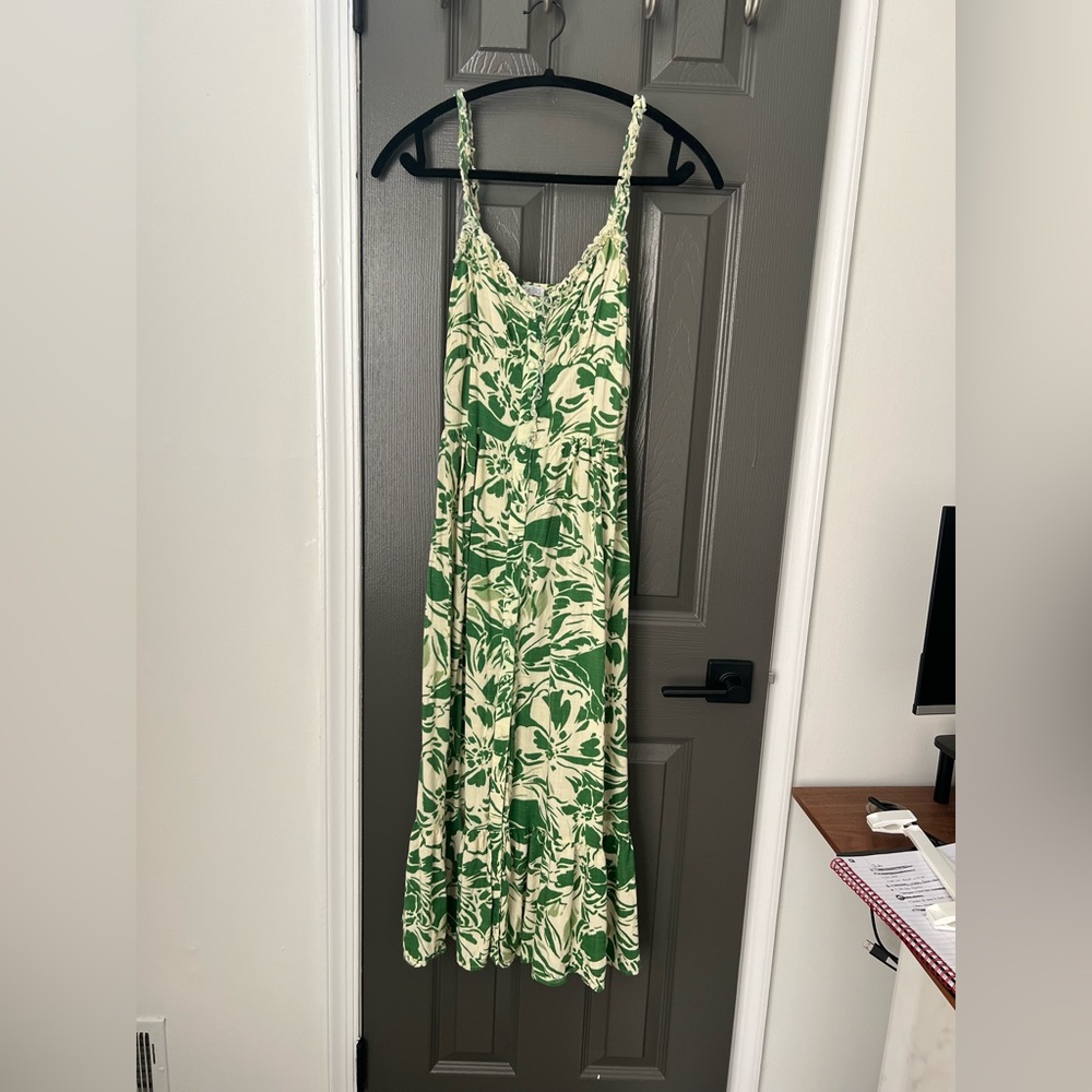 Green and White Floral Dress